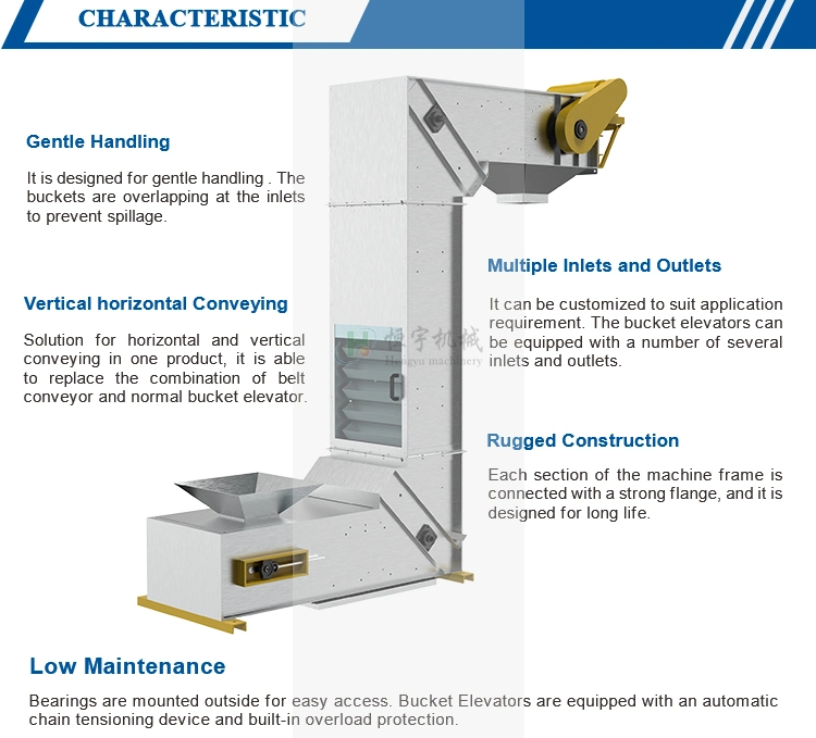 Industrial Automatic Installation Food Application Plastic Bucket Conveyor Elevator Systems